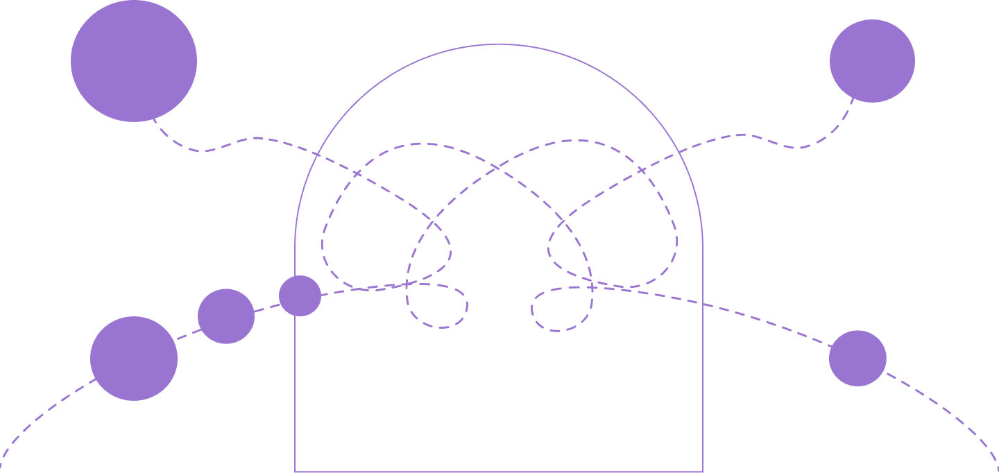 Decorative background with circles and dashed lines